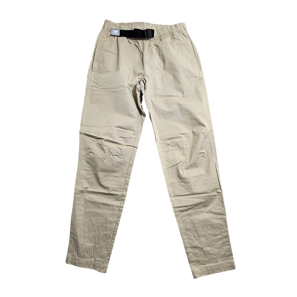 New Balance Athletics Terrain Pants Mens Small Tan Khaki Belted Tapered MP01504